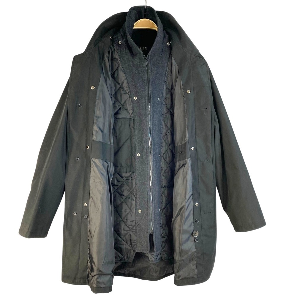 Lauren Ralph Lauren Zip Out Quilted Warmer CoatMen 44L XL Black Goth